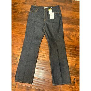 Ferragamo Blue Dark Wash Denim Straight Leg Jeans NWT $930, Size 38 | 54